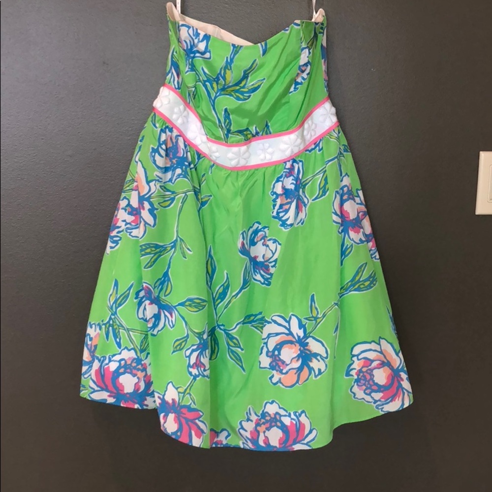 Strapless Lilly Pulitzer dress green size 4 - Picture 2 of 7